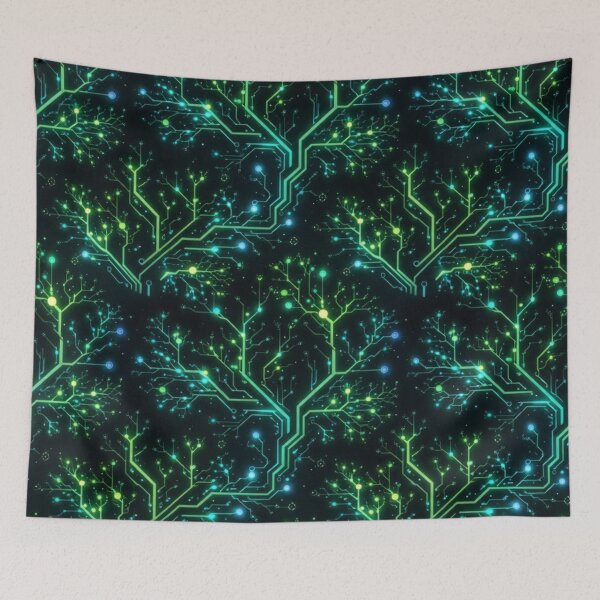 Item preview, Neon Circuit Tree Network Pattern designed and sold by QuantumOasis.