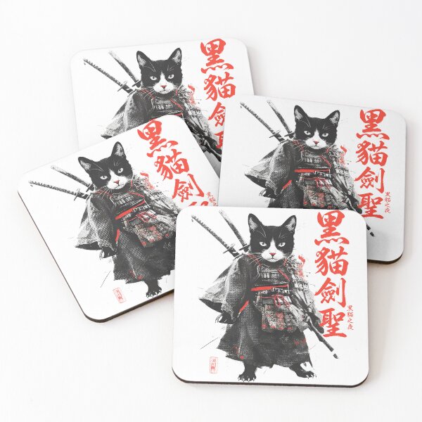 Item preview, Samurai Tuxedo Cat - Kensei Warrior Japanese Ink Art designed and sold by Bongocomic.