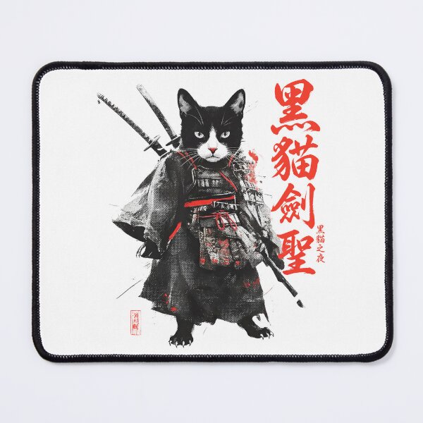 Item preview, Samurai Tuxedo Cat - Kensei Warrior Japanese Ink Art designed and sold by Bongocomic.