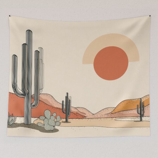 Item preview, Desert landscape with cacti and sun designed and sold by anytka.