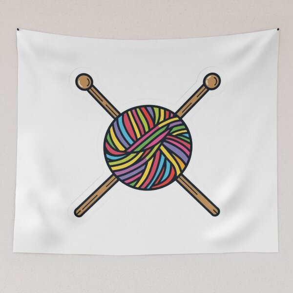 Item preview, Knitting Needles Colorful Yarn Cozy Craft Lover Sticker designed and sold by NeonNerdStudio.