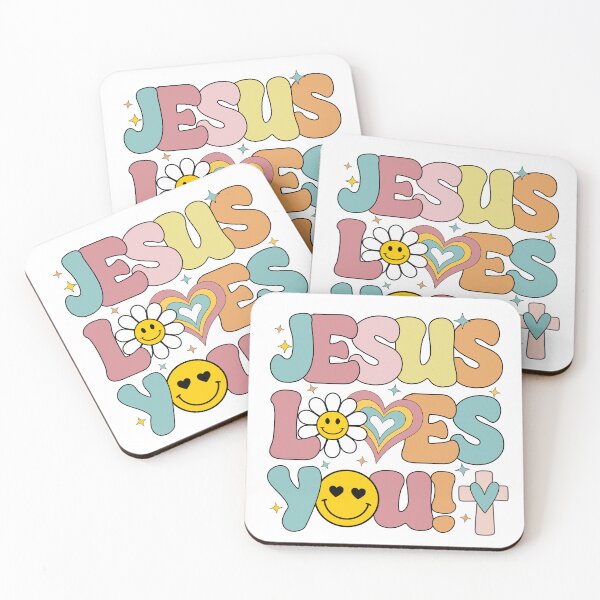 Item preview, Jesus Loves You Retro Christian Faith Design – Cute Smiley Face Daisy Heart Cross Inspirational Religious Aesthetic designed and sold by sjohnson70.