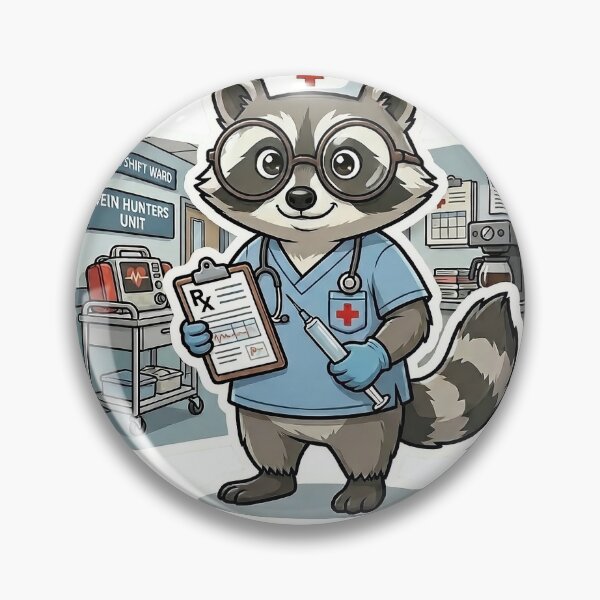 Item preview, Good Veins Bad Coffee Funny Raccoon Nurse Sticker - Night Shift Vein Hunter Art - Medical Professional Pun Decal designed and sold by Desperate Measures.