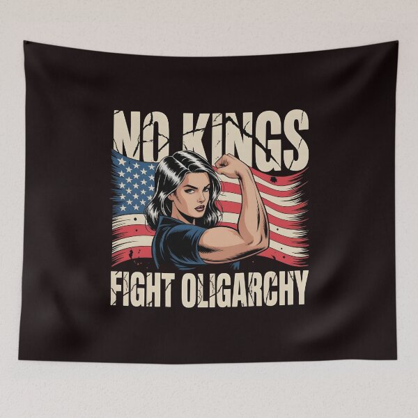 Item preview, No Kings Fight Oligarchy – Feminist Patriot Political Protest designed and sold by Redgiant87x.