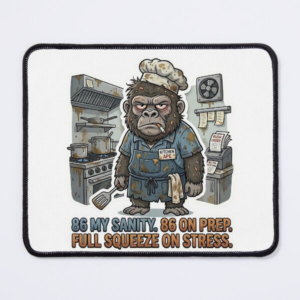Item preview, 86 My Sanity Stressed Gorilla Line Cook Sticker - Kitchen Ape Chef Art - Funny Restaurant Life Decal designed and sold by Desperate Measures.