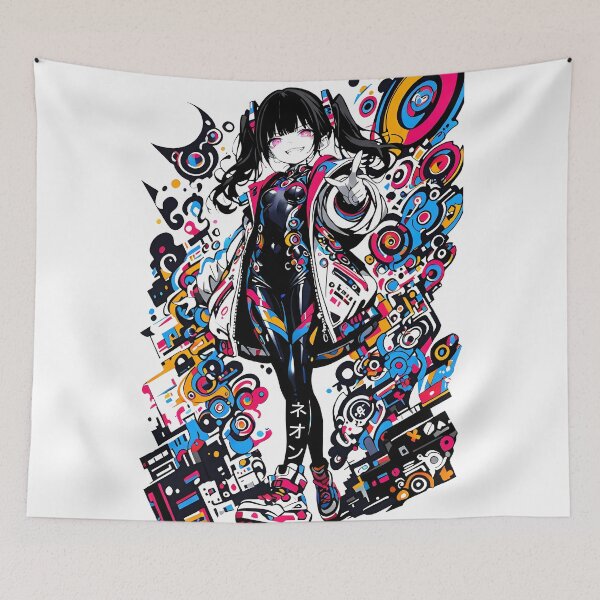 Item preview, NEON: Confident Cyberpop Victory Gesture | Cute Cyberpunk Anime Girl designed and sold by Sytrics.