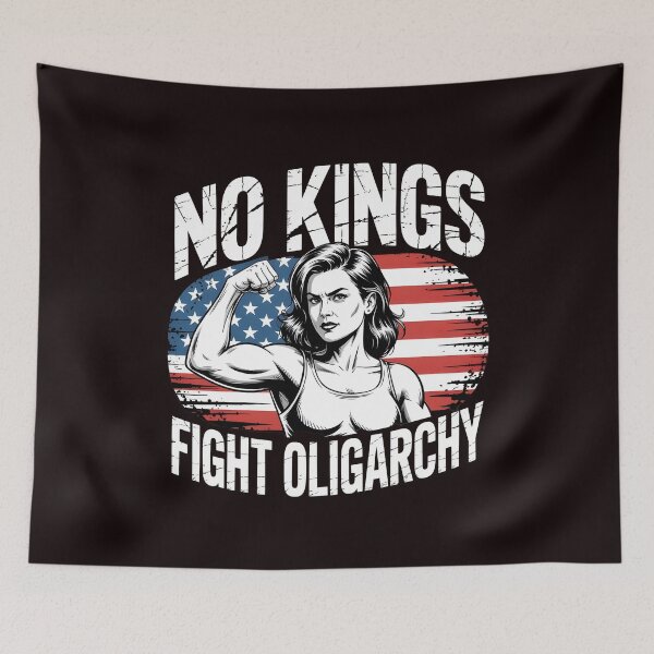 Item preview, No Kings Fight Oligarchy – Since 1776 Feminist Political Design designed and sold by Redgiant87x.