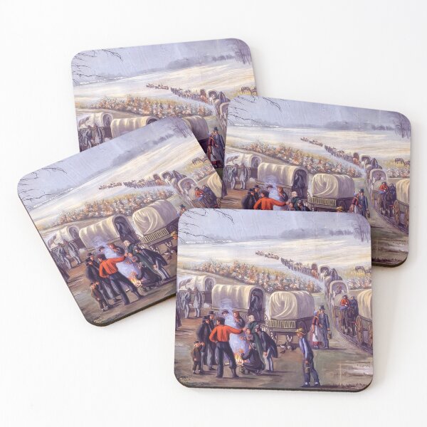 Item preview, Leaving Missouri Pioneer Wagon Train American West Painting designed and sold by TheSoulOfArt.