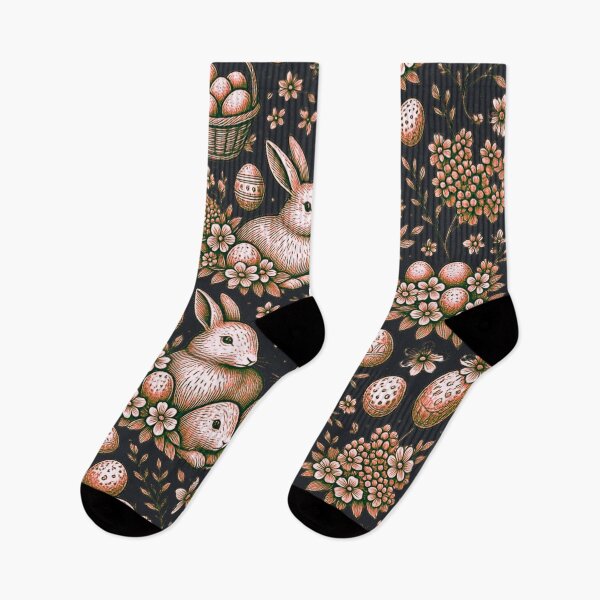 Item preview, Conejito de Pascua de oro rosa con estampado vintage designed and sold by TrinovaCreates.