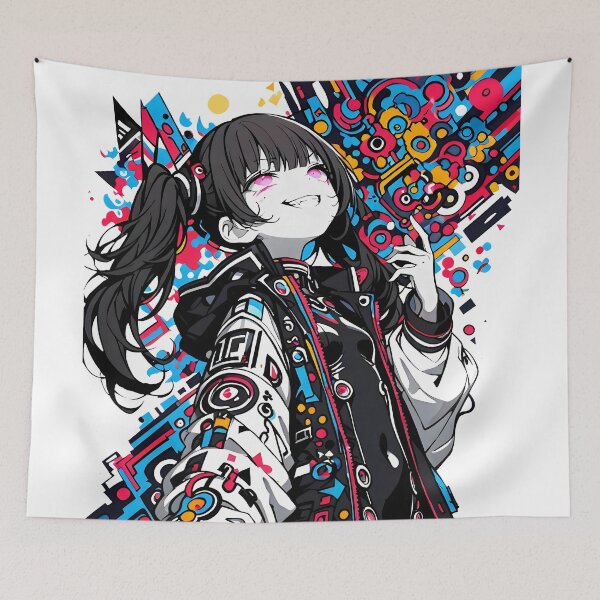 Item preview, NEON: Rebellious Cyberpop Sprawl Grin | Cute Cyberpunk Anime Girl designed and sold by Sytrics.