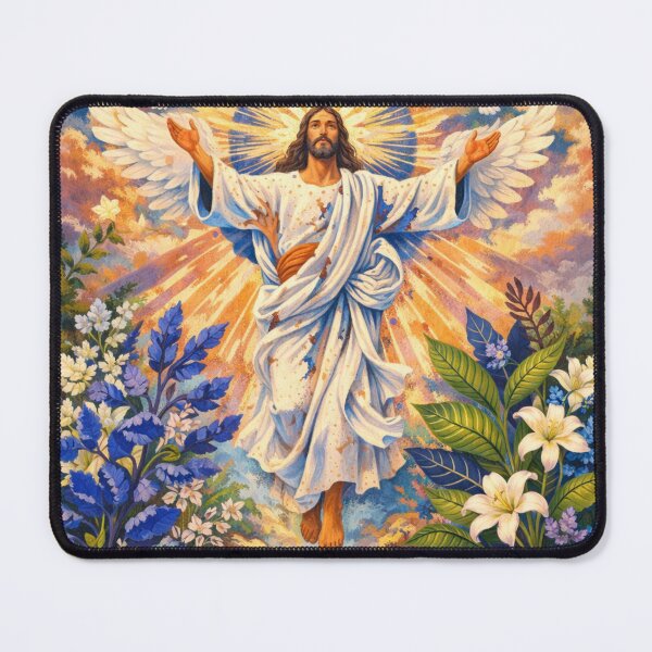 Item preview, He Is Risen Christian Wall Art, Easter Jesus Print, Psalm 136:1 Bible Verse Poster, Religious Floral Resurrection Artwork designed and sold by SezzyDesigns.
