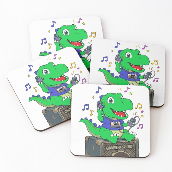Item preview, Kawaii T-Rex Dinosaur Listening to Retro Music - Groove-O-Saurus designed and sold by Skully-Studio.