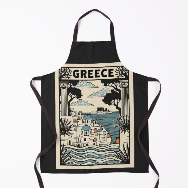 Item preview, Vintage Greece Travel Poster Santorini Blue Domes Retro Art designed and sold by Cipher & Soul.