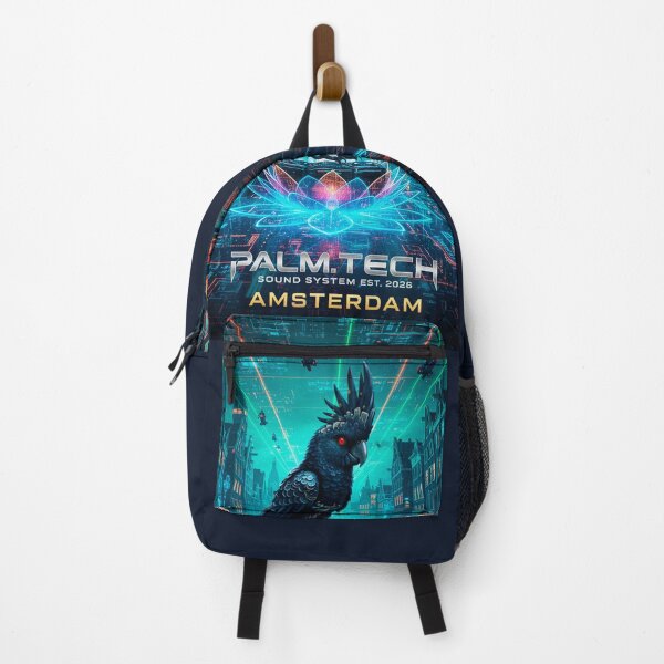 Item preview, Palm Tech Amsterdam - Cyberpunk Canals & Neon Lotus Flower Art designed and sold by codex antique.