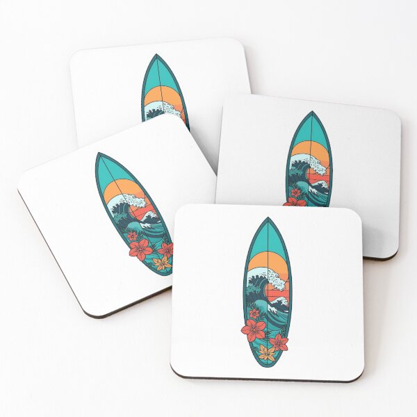 Item preview, Surfboard Tropical Waves Summer Beach Surf Sticker designed and sold by NeonNerdStudio.