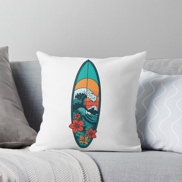 Item preview, Surfboard Tropical Waves Summer Beach Surf Sticker designed and sold by NeonNerdStudio.