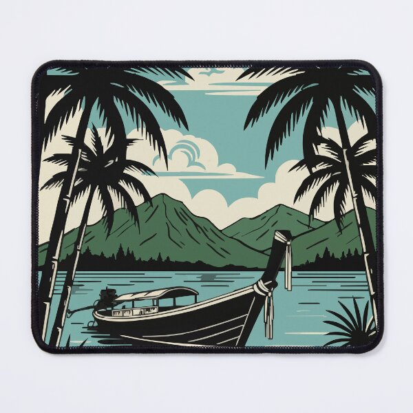 Item preview, Vintage Thailand Travel Poster Tropical Longtail Boat Retro Art designed and sold by Cipher & Soul.
