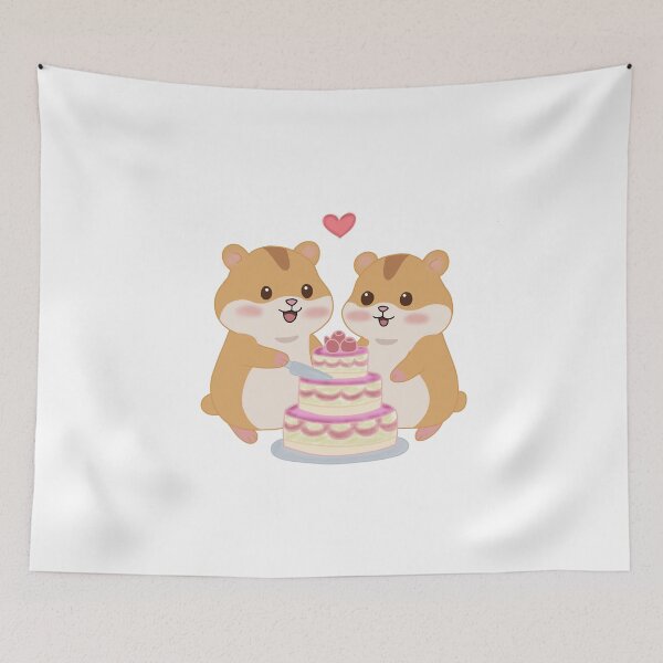 Item preview, Cute Hamster Couple Cake Sticker- Kawaii Love Animals- Adorable Birthday & Anniversary Cartoon designed and sold by pn_terest.
