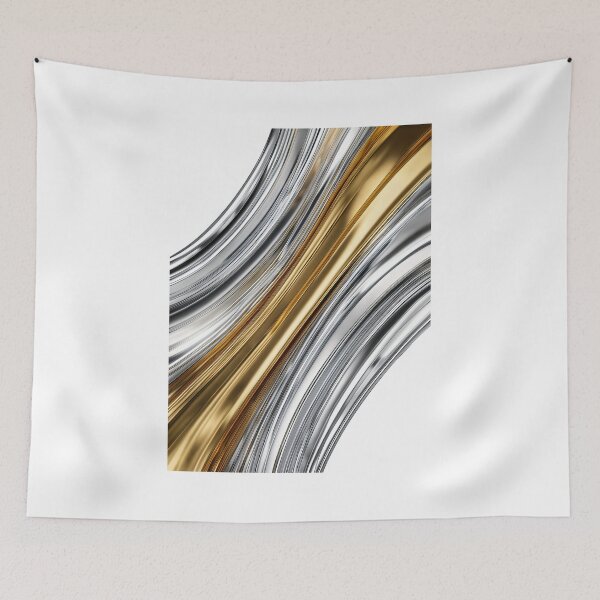 Item preview, Abstract luxury background with flowing gold and silver metallic liquid waves designed and sold by PEUCETA-BA.