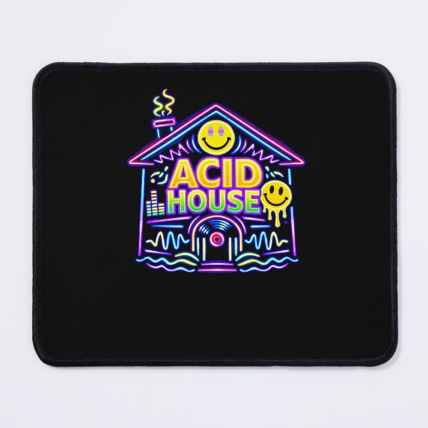 Item preview, Acid House Neon Graphic – Smiley Rave House Design designed and sold by leyfinder.