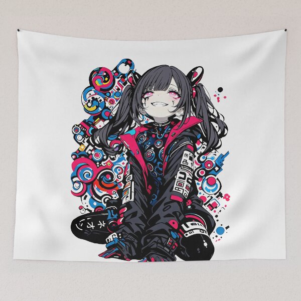 Item preview, NEON: Rebellious Cyberpop Sprawl Grin | Cute Cyberpunk Anime Girl designed and sold by Sytrics.