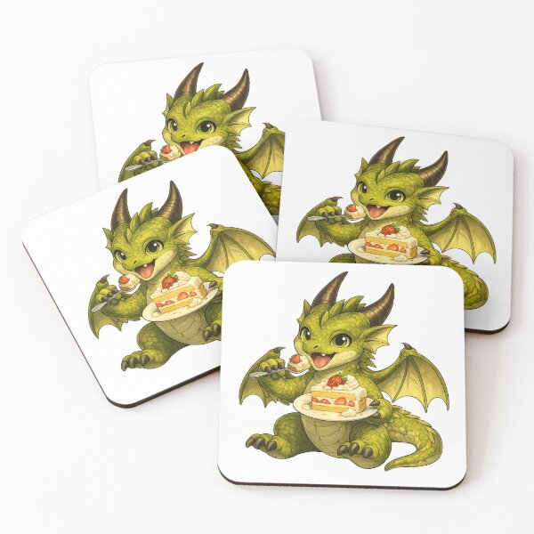 Item preview, Cute Baby Dragon Eating Strawberry Cake designed and sold by Hatchling Hollow.