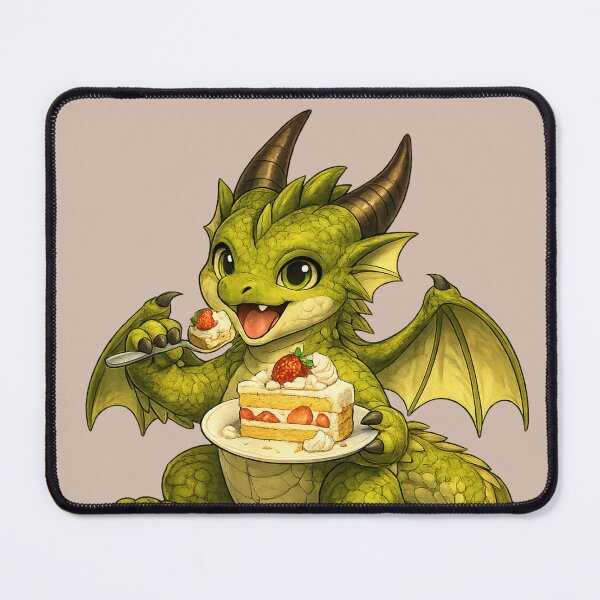 Item preview, Cute Baby Dragon Eating Strawberry Cake designed and sold by Hatchling Hollow.