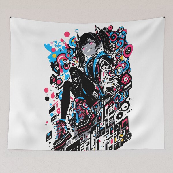 Item preview, NEON: Fierce Cyberpop Urban Sentinel | Cute Cyberpunk Anime Girl designed and sold by Sytrics.
