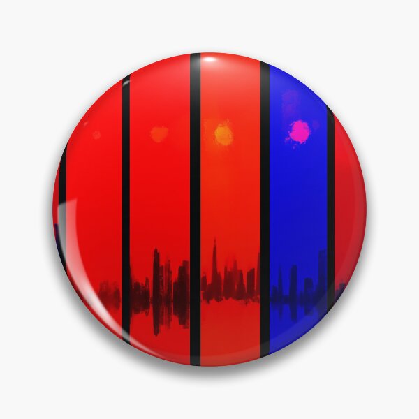 Item preview, Glitch Cityscape Red Blue Skyline designed and sold by bubblegoth.
