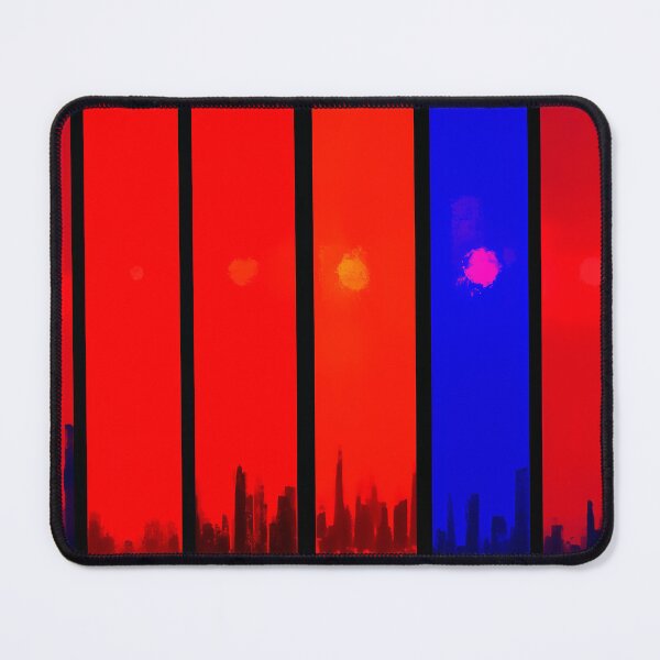 Item preview, Glitch Cityscape Red Blue Skyline designed and sold by bubblegoth.