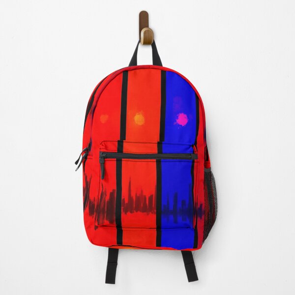 Item preview, Glitch Cityscape Red Blue Skyline designed and sold by bubblegoth.