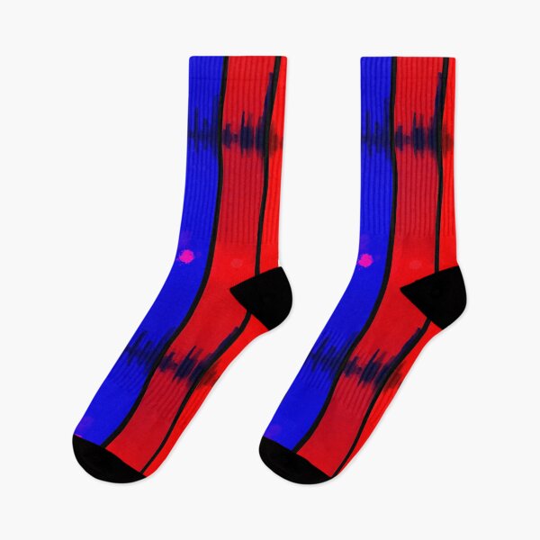 Item preview, Glitch Cityscape Red Blue Skyline designed and sold by bubblegoth.