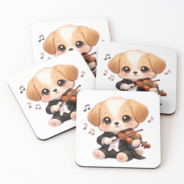 Item preview, Elegant Kawaii Puppy Violonist - Cute Pastel Dog Playing Music. designed and sold by Lylysun.