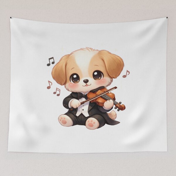 Item preview, Elegant Kawaii Puppy Violonist - Cute Pastel Dog Playing Music. designed and sold by Lylysun.