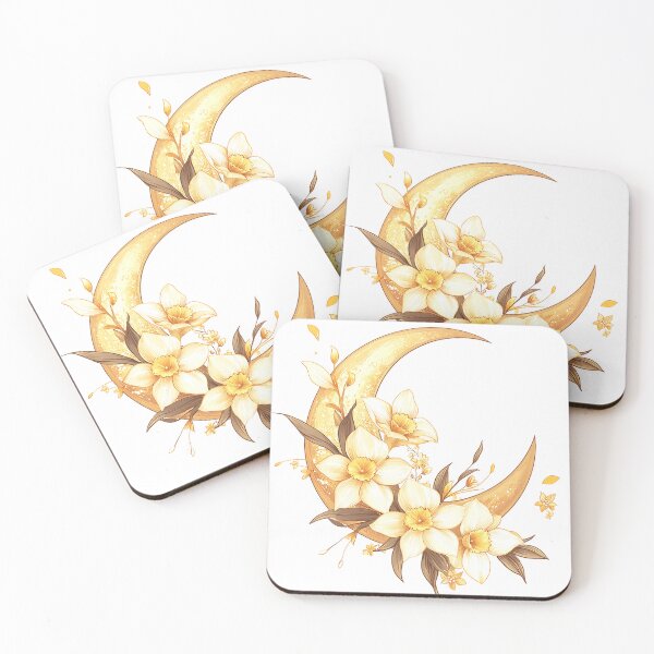 Item preview, Golden Crescent Moon With Daffodil Blooms designed and sold by LunarStillCo.