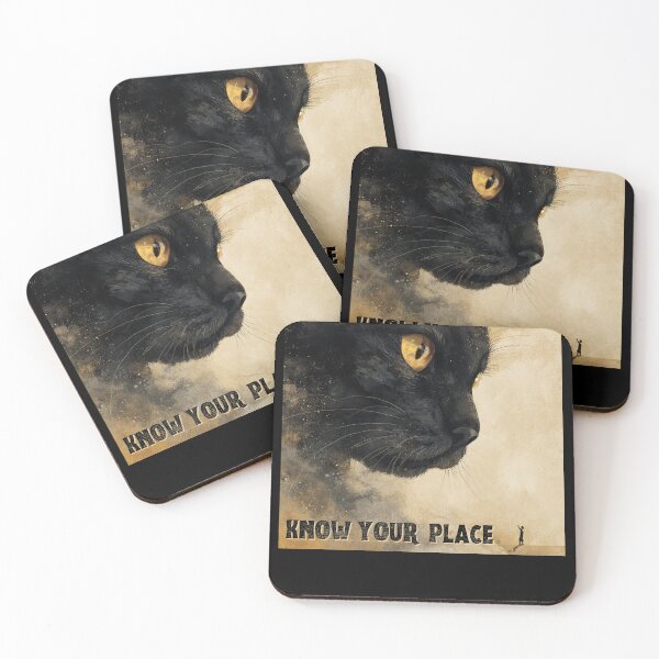Item preview, Giant Black Cat Watching small Human – Minimalist Aesthetic Design designed and sold by Wild Pixel Studio.