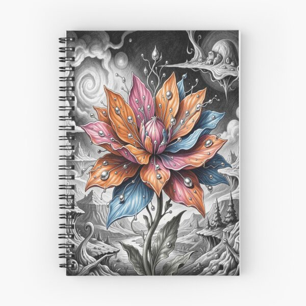 Item preview, Surreal Flower Dreamscape in vivid colors rising from a monochrome fantasy world designed and sold by FotoworldEdel.