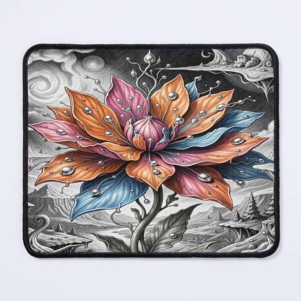 Item preview, Surreal Flower Dreamscape in vivid colors rising from a monochrome fantasy world designed and sold by FotoworldEdel.