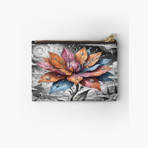 Item preview, Surreal Flower Dreamscape in vivid colors rising from a monochrome fantasy world designed and sold by FotoworldEdel.
