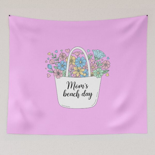 Item preview, Mom’s Beach Day – Beach Bag With Flowers Illustration designed and sold by Sea Gem.