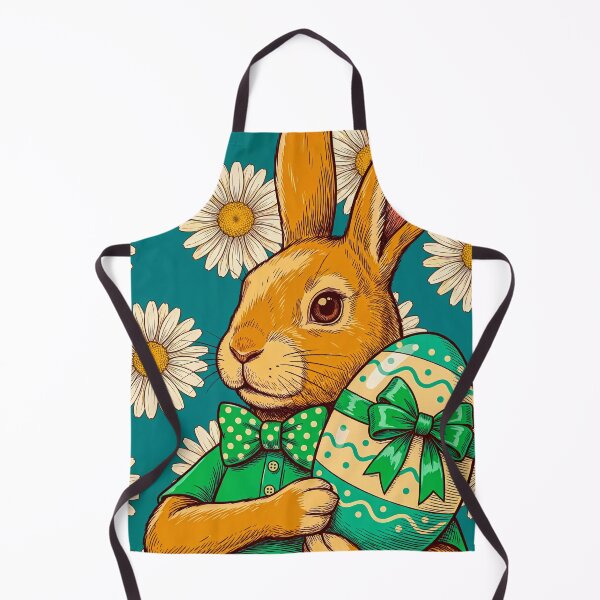 Item preview, Vintage Style Easter Rabbit Holding Present Daisy Pattern designed and sold by MaisonMaroMara.