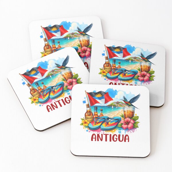 Item preview, Antigua and Barbuda Flag Island Flip Flops Tropical Beach designed and sold by NUMAcreations.