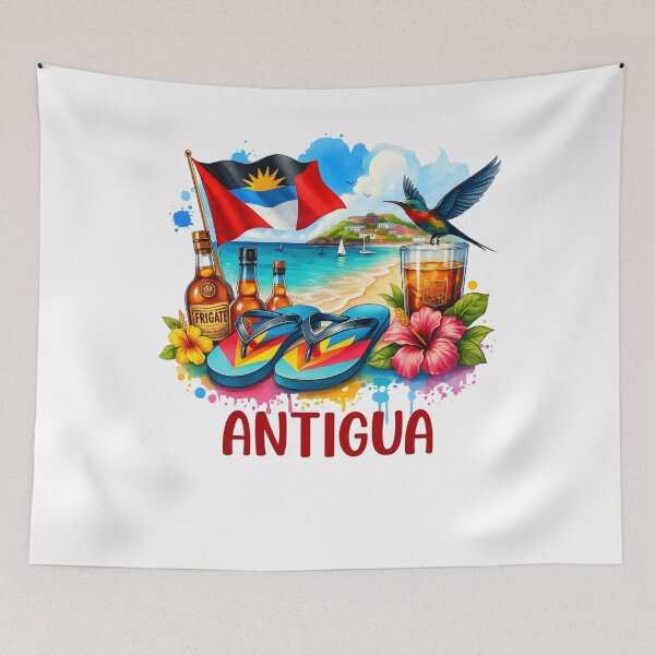 Item preview, Antigua and Barbuda Flag Island Flip Flops Tropical Beach designed and sold by NUMAcreations.