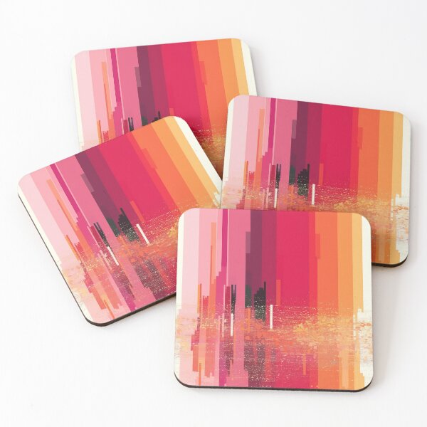 Item preview, Pink Orange Abstract Vertical Stripes designed and sold by bubblegoth.