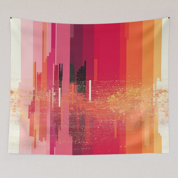 Item preview, Pink Orange Abstract Vertical Stripes designed and sold by bubblegoth.