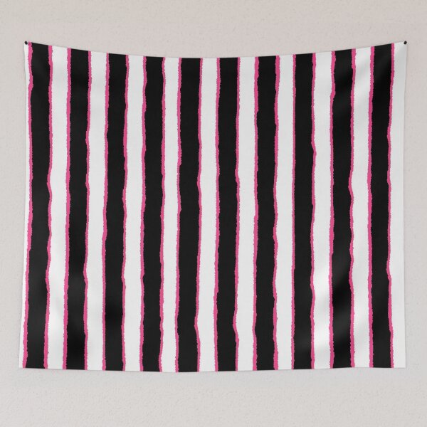 Item preview, Pink Black Wavy Vertical Stripes designed and sold by bubblegoth.