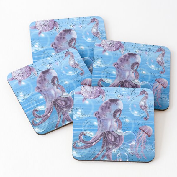 Item preview, Purple Sealife & Floral Bubbles designed and sold by ArtByTrishiaK.