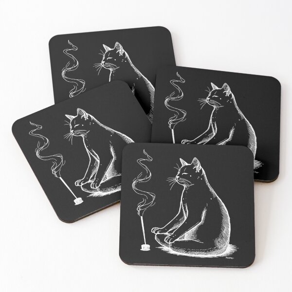 Item preview, cat meditating with incense designed and sold by AratingaCreativ.
