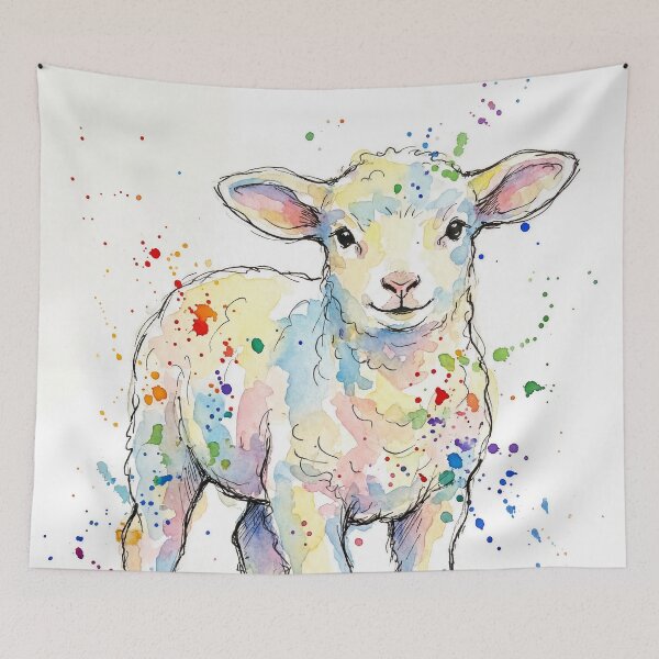 Item preview, Colour Splash Baby Lamb – Abstract Watercolour Art designed and sold by Printpix.