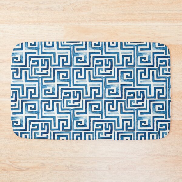 Item preview, Meander Pattern in White and Blue designed and sold by Miller Designs Print & Pattern.